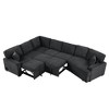 VYNXARIA 126in L-shaped Sofa Sectional Sofa Couch Pull-out Sofa Bed with Charging Devices and Cup Holders for Living Room, Blue Black - 3 of 4
