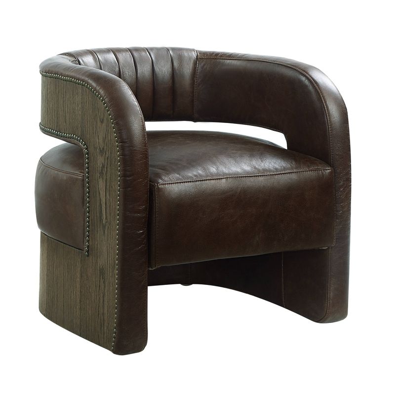 27.2&#34; Feyre Accent Chair Espresso Top Grain Leather - Acme Furniture, 2 of 7