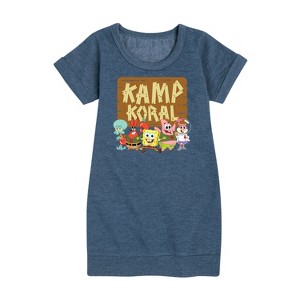 - SpongeBob SquarePants - Kamp Koral Kamp Koral Group Graphic Short Sleeve Fleece Dress - 1 of 4