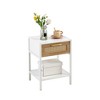 Freestanding Narrow Side Table with Drawer,Modern Rattan Nightstand with Drawer Open Shelf,Bedside Tables for Small Space Living Room Bedroom Office - 2 of 4