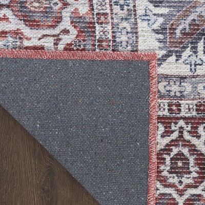 Brick Ivory Floral Medallion 4' x 6' Washable Rug