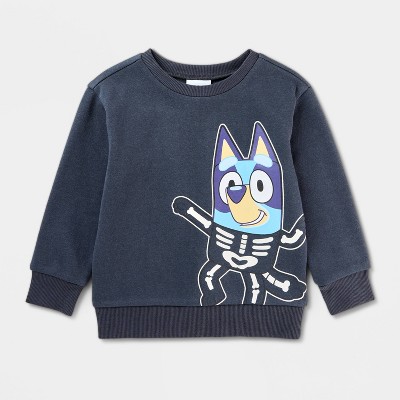 Toddler Bluey Bingo Halloween Fleece Sweatshirt - Black/Blue