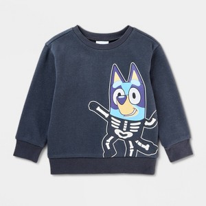 Toddler Bluey Bingo Halloween Fleece Sweatshirt - Black/Blue - 1 of 3