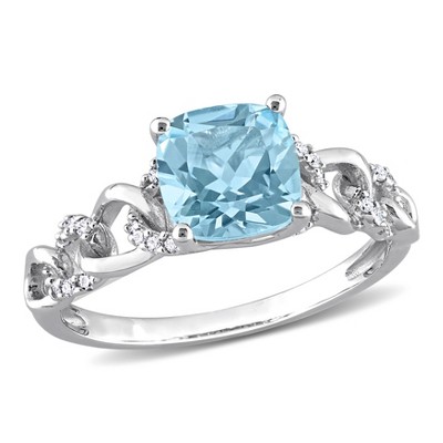 Everly Jewelry – 10K White Gold 1 3/4 TGW Blue Topaz and Diamond Fashion Ring