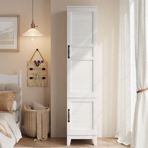 Armoire Wardrobe Closet with 2 Doors,72" Wooden Wardrobe Cabinet with Hanging Rod, Narrow Tall Armoire with 18 Adjustable Shelves for Bedroom - 1 of 4