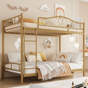 Coucheta Bunk Bed Twin Over Twin with Ladder & Full Safety Guardrail, Heavy Duty Metal Twin Over Twin Bunk Bed 400 Lbs Load Capacity, Noise Free - 1 of 2