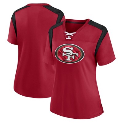 Nfl San Francisco 49ers Women s Short Sleeve Lace Up V neck Fashion Jersey Xxl Target