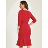 Allegra K Women's Business Elegant Boat Neck Half Sleeve Pleated Midi Dress - 3 of 4