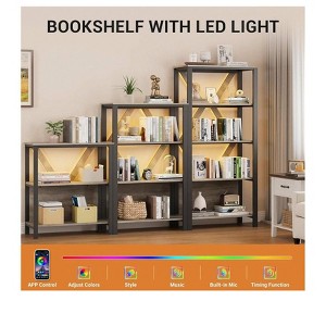Bookshelf with Smart LED Light Open Display Shelves for Books Storage Organizer for Home Office - 1 of 4