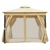 PAGED 10x10 Outdoor Patio Canopies and Gazebos with Double Roofs, Mosquito Netting and Privacy Screens, for Backyard, Garden, Lawn and Deck, Beige - 4 of 4