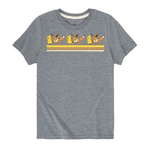 Boys' - Pokémon - Pikachu Eevee Friends Retro Stripe Short Sleeve Graphic T-Shirt - 1 of 4