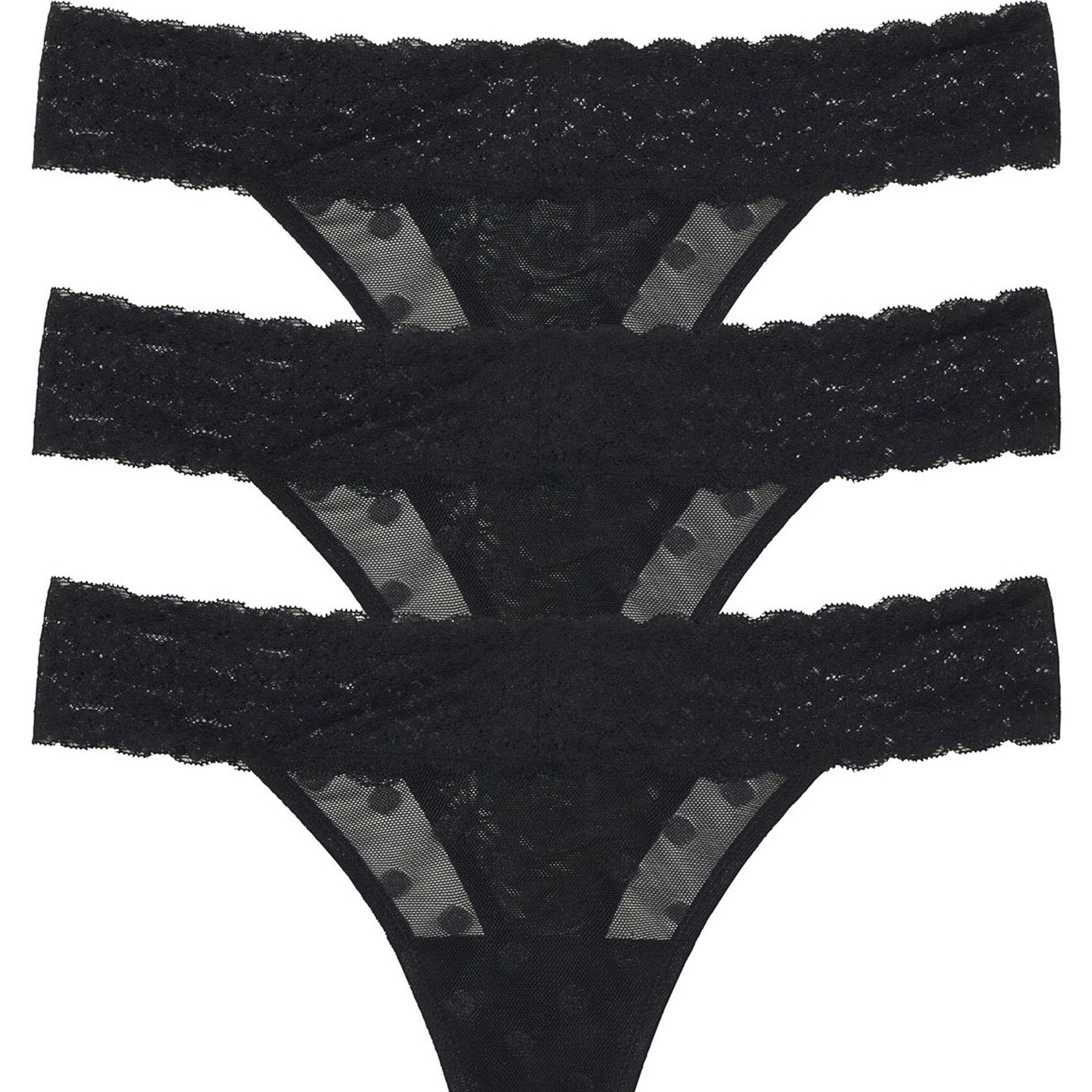 Skarlett Blue Women's Dare Dot Mesh Thong 3-Pack 371202MP, Black, M