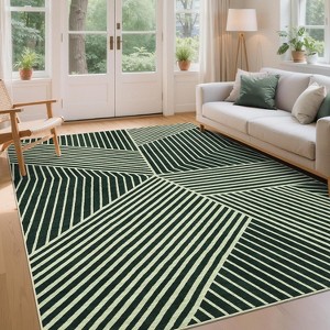 Acekool Washable Rugs - Modern Striped Non-Slip Area Rug - 1 of 4