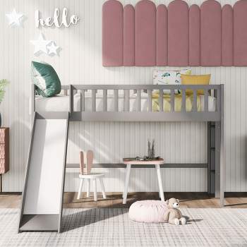 Twin Size Loft Bed with Ladder and Slide-ModernLuxe