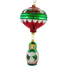 Glitter Lab 7.5 Inch Green & Red Matrioshka Ornament Russian Tea Doll Tree Ornaments - 1 of 3