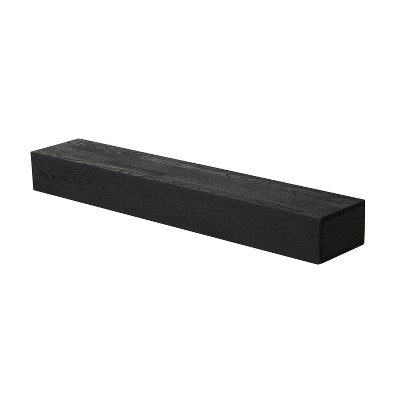Vynxaria 60 in Solid Cedar Decorative Wall Shelf Floating Mantel Black 1pc Rustic Farmhouse Display Beam Storage Ledge
