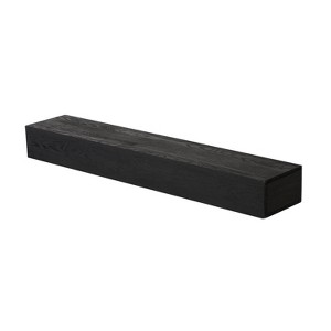 Vynxaria 60 in Solid Cedar Decorative Wall Shelf Floating Mantel Black 1pc Rustic Farmhouse Display Beam Storage Ledge - 1 of 4