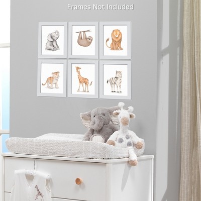 Watercolor Jungle Animals Unframed Nursery Wall Art Set