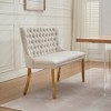 ORRD Velvet Double Dining Loveseat Bench, 2-Seat Tufted Bench with Gold Legs Mid Century Modern for Kitchen & Dining, Beige - 4 of 4