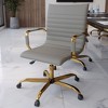 LeisureMod Harris Mid-Back Office Chair, Leather Upholstery with Gold Metal Frame, Modern Armless Desk Seating for Home Office or Conference Room - 2 of 4