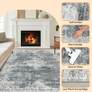 Machine Washable Area Rug for Bedroom Foldable Ultra Thin Low Pile Carpet Non Slip Indoor Floor Cover - 1 of 4