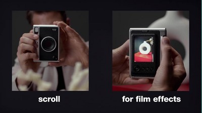Black and Silver Compact Digital Camera with Instant Photo Printer