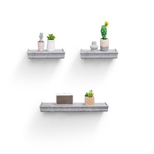 ChicFurnit Wall Shelf Set Floating Wood Shelves Invisible Brackets Hanging Shelf for Books Storage for Indoor Living Room, Gray, 23.62"*5.91"*1.57" - 1 of 4