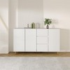 63 Inch Sideboard Buffet Cabinet with Rack Shelf 4 Doors 3 Drawers, Coffee Bar Storage with Metal Legs, Divided Display Storage Sideboard, White - 2 of 4