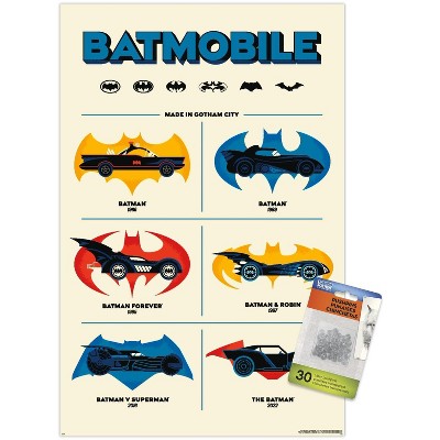 Trends International DC Comics Batman: 85th Anniversary - The Batmobiles Logos Unframed Wall Poster Prints