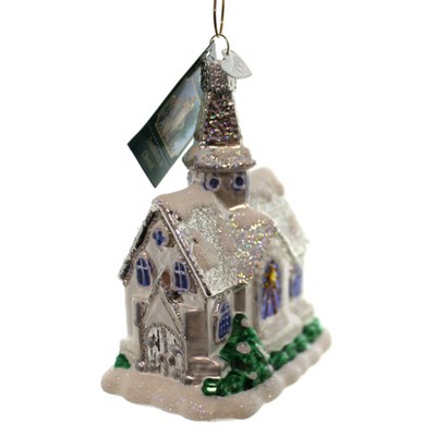 Old World Christmas 4.25 In Sparkling Cathedral Glass Ornament Church Tree Ornaments