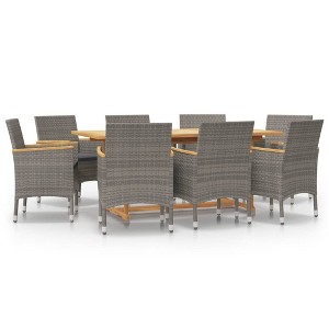 vidaXL Patio Dining Set Outdoor Dining Set Table and Chair Set for Garden - Gray 9 Piece with Cushions - 1 of 4