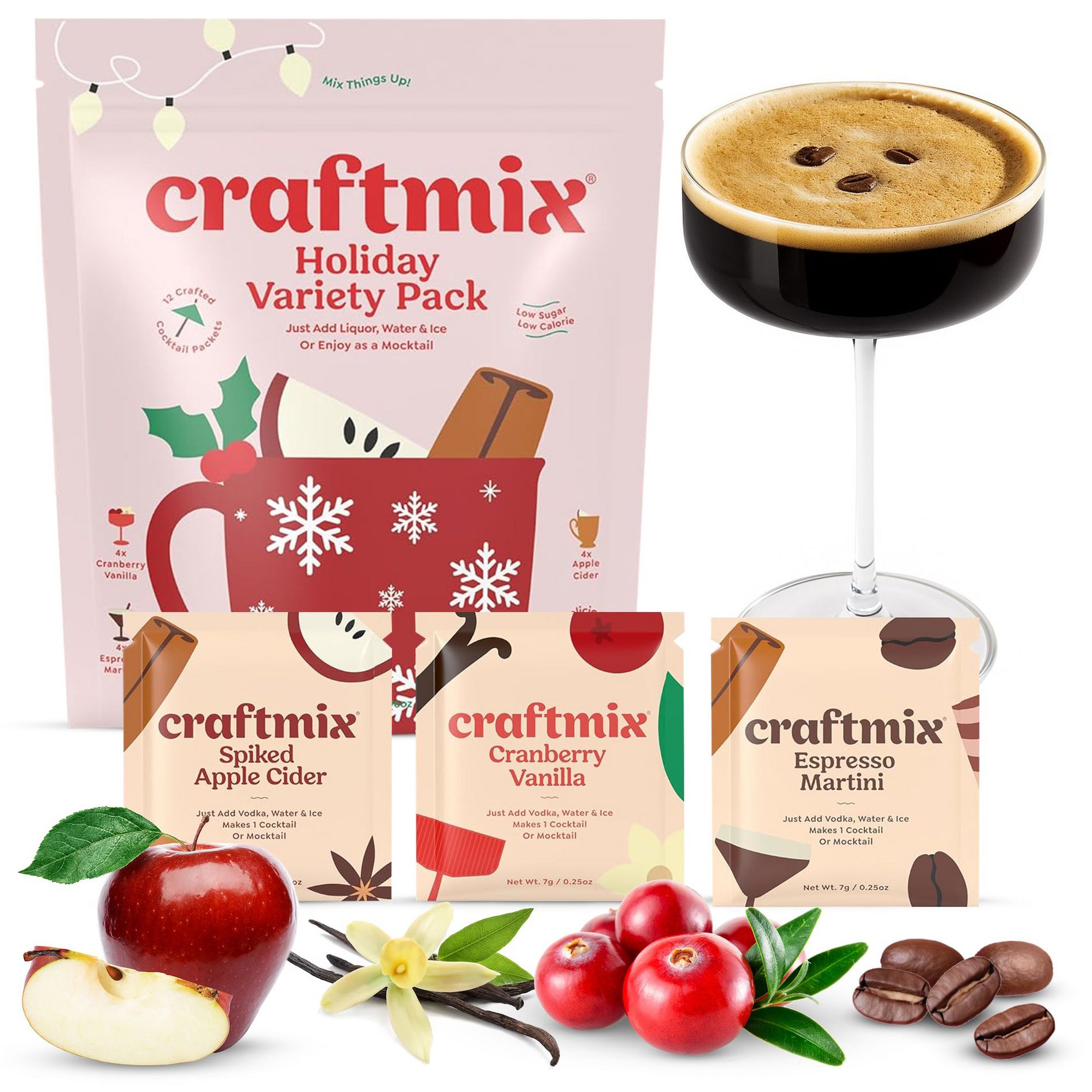 Craftmix 12 Pack Holiday Variety Cocktail / Mocktail Mixer - Makes 12 Drinks
