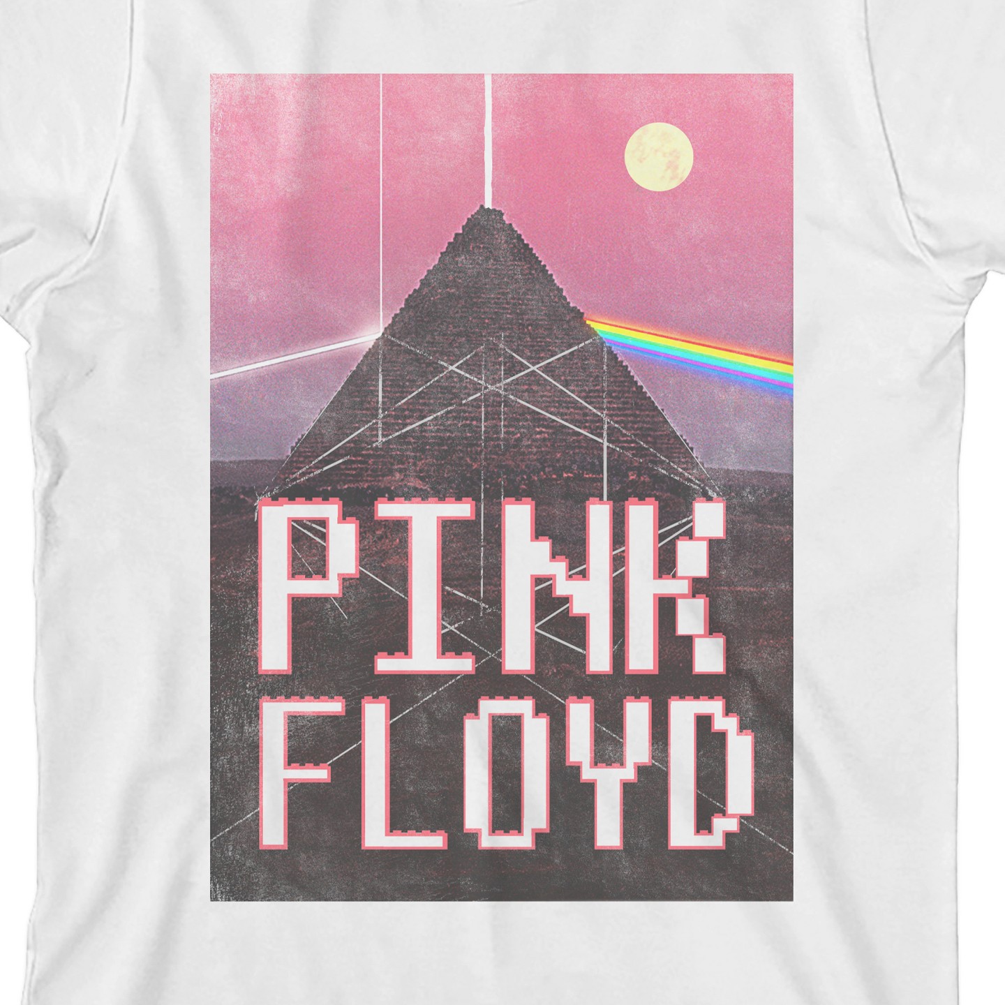 Футболка Pink Floyd Dark Side Of The Moon Prism Pink Sky Crew Neck Short Sleeve White T-shirt для девочек, цвет: Розовый — фото 2