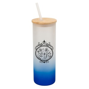 Elanze Designs Flower Garden Mirror Damask Frame Wrap-Around Design 25 Ounce Frosted Gradient Glass On-The-Go Coffee Travel Skinny Tumbler Mug Cup, - 1 of 1
