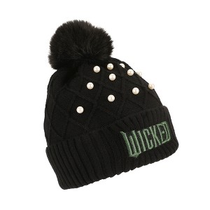 Wicked Logo & Pearl Appliques Black Cuff Beanie - 1 of 4