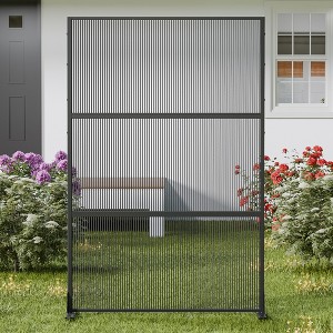 72" H×47"W Dovelina Black Outdoor Rattan Privacy Screen Decorative Garden Fence - 1 of 4