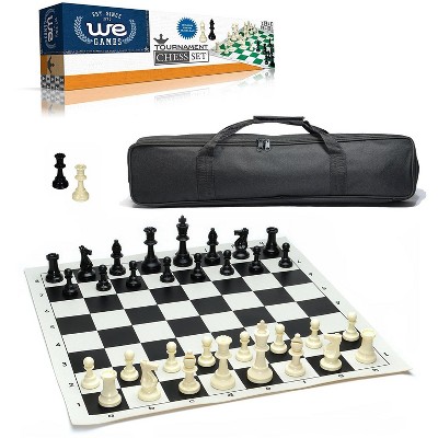 Tournament Chess Set Pieces & Silicone Roll Up Board