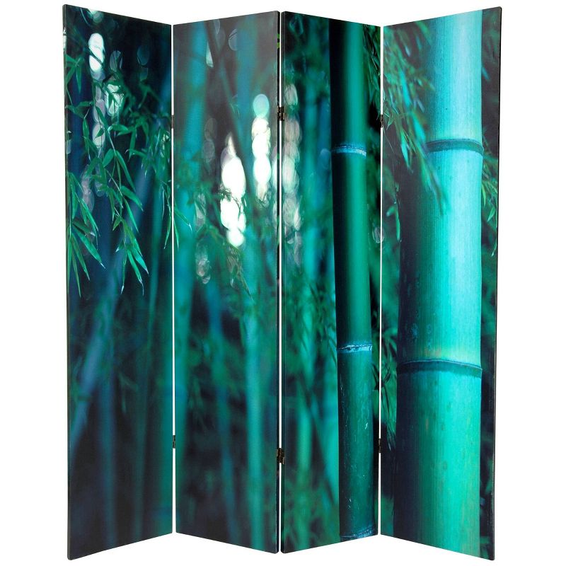 6&#34; Double Sided Bamboo Tree Canvas Room Divider Green - Oriental Furniture, 3 of 6