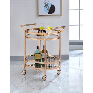 ORRD Lakelyn 3-Tier Serving Cart, Clear Glass & Rose Gold Nickel Finish, Rolling Kitchen Bar Cart for Dining & Entertainment - 1 of 4