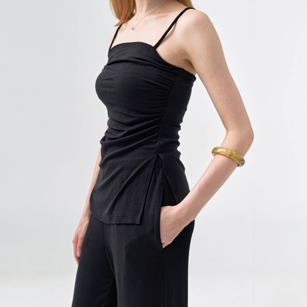 Women's Ribbed Ruched Tank Top - A New Day™ - thumbnail 6