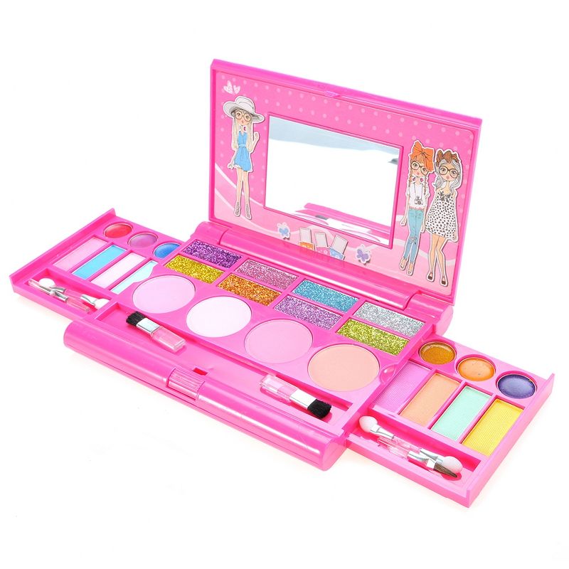 Link Pretty Princess Girls Deluxe Colorful Makeup Palette With Mirror & Brushes - Pink, 4 of 10