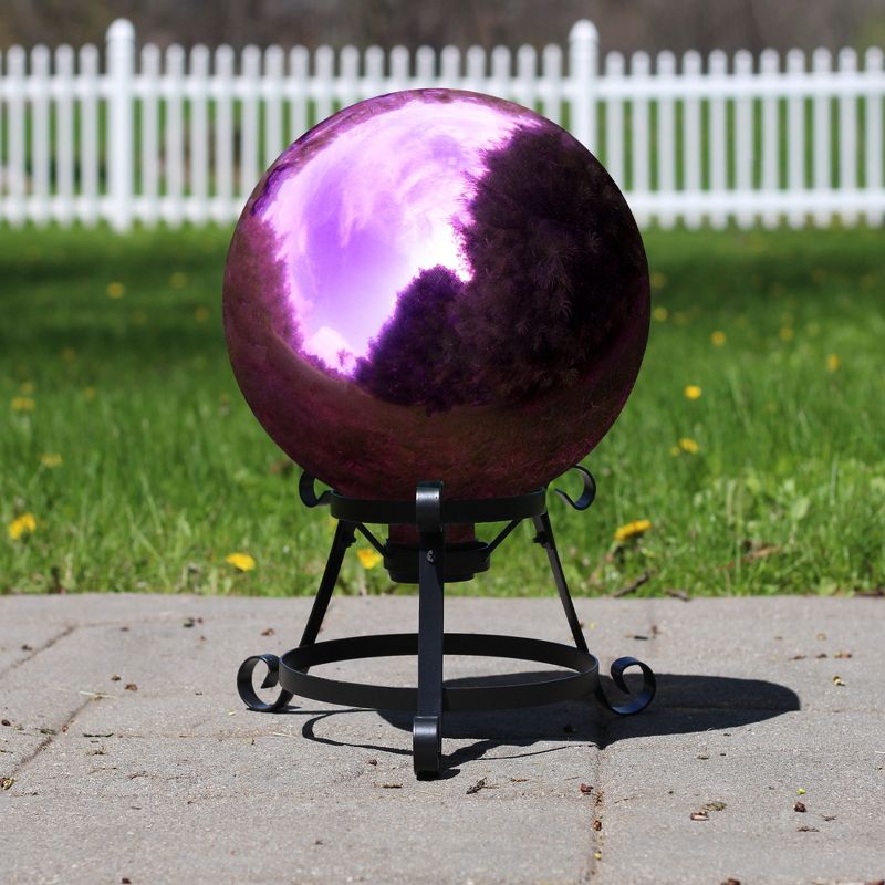Northlight 10" Mirrored Burgundy Outdoor Patio Garden Gazing Ball, 3 of 4