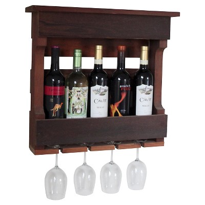 18" Wall Mounted Wine Rack with Shelf Western Red Clear Oil Finish - Red Cedar - Gronomics