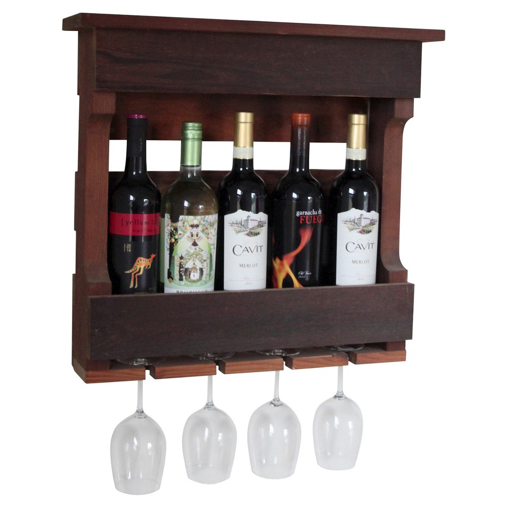 18 Wall Mounted Wine Rack with Shelf Western  Clear Oil Finish -  Cedar - Gronomics