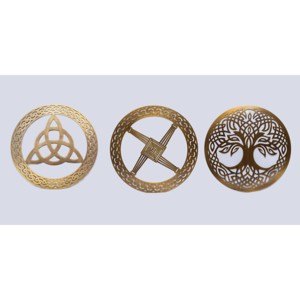 Slickblue Celtic Wall Hanging Art Set, Symbolic Designs, Home Decor, Irish Style, 12", Black or Brass Finish - 1 of 4