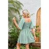 Coolmee Women's Summer Dress Deep V Neck Flared Sleeve Elegant Bow Flowy Casual Holiday Mini Dress - 3 of 4