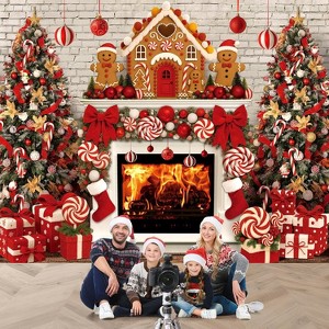 10x8ft Christmas Gingerbread House Backdrop for Photography Polyester Xmas Tree Stocking Candy - 1 of 4