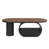 47.24" Metal and MDF Oval Coffee Table with Storage Drawer, Space-Saving Design, and Adjustable Feet - 4 of 4