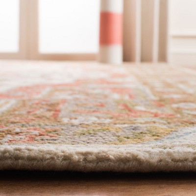 Ivory and Red Hand-Tufted Wool 4' x 6' Area Rug