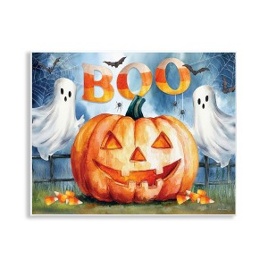 Stupell Industries Boo Ghosts & Jack-o-Lantern Wall Plaque Art, 14" x 11" - 1 of 4